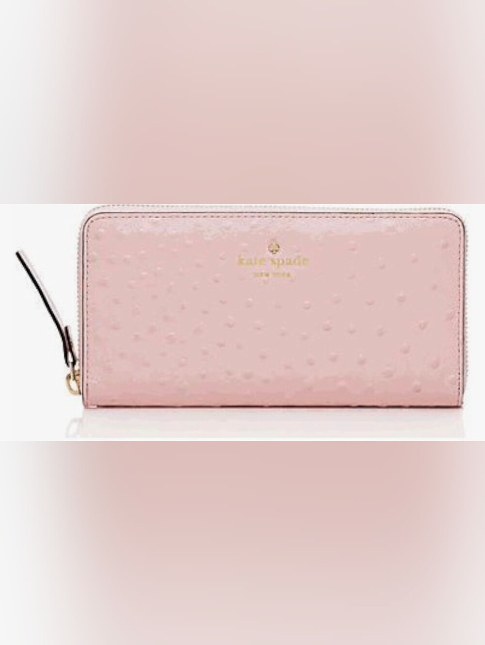 Kate Spade,  Bluch Pink Zip-Around Wallet with Gold Logo